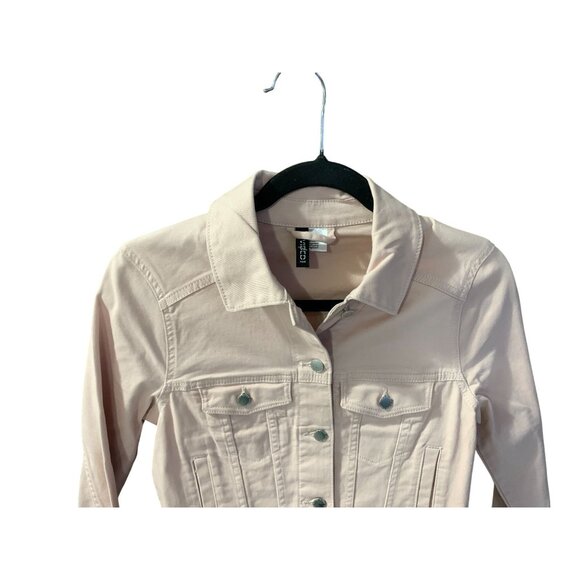 Divided Womewns Size 4 Rose Pink Jean Jacket Coat Button Up Crop - Picture 2 of 3